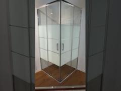 White Block Glass Square Shower Enclosures with Chromed Alum Frame for Modern Bathroom