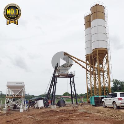 China Building industry China factory supply hot sale HZS35 35m3/h stationary water mixing batch concrete plant with hopper for sale for sale