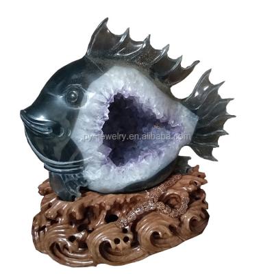 China Africa Brazil Agate Geode Craft Handmade Gemstone Fish for sale