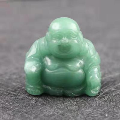 China Europe Green Jade Carved Happy Sitting Buddha Statues for sale