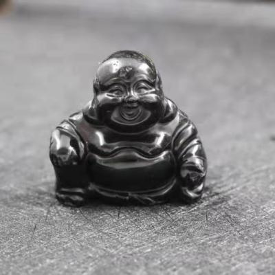 China Europe Golden Obisdian Carved Buddha Statue Happy Pocket Buddha for sale