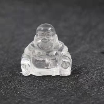 China Europe Crystal Hand Carved Happy Buddha Statue Pocket Specimen Sphere Figurine Decor 1.5