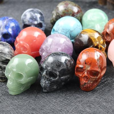 China Europe Carved Gemstone Crystal Skull Statues for sale