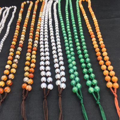 China For Jewelry Making 4MM And 6MM Handmade Colorful Gemstone Agate Beaded Necklace With Knots For Jewelry Making, No Pendant for sale