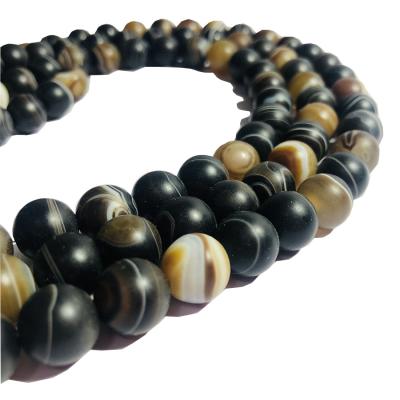 China For Jewelry Making Stock Gemstone Matt Agate Natural Coffee Brown Color Loose Beads for sale