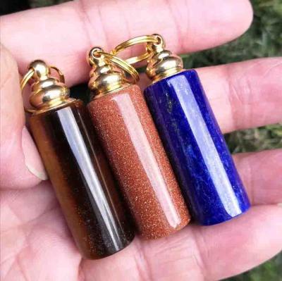 China Worldwide Chakra Gemstone Perfume Bottle Necklace Gold Crystal for sale