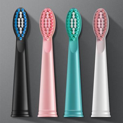 China Custom Adult Soft Dupont Outdoor Stiffens Round Plastic Replacement Sonic Electric Toothbrush Heads With Covers for sale