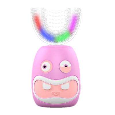 China Ultrasonic U-shape Kids Electric Toothbrush Battery Operated Electronic U-shape Kids Toothbrush 360 Degree Children Toothbrush for sale