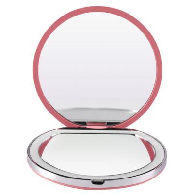 China Mini Portable Makeup Mirror 3 Color Lighted Magnification Vanity Portable Cosmetic Led Makeup Mirror for sale