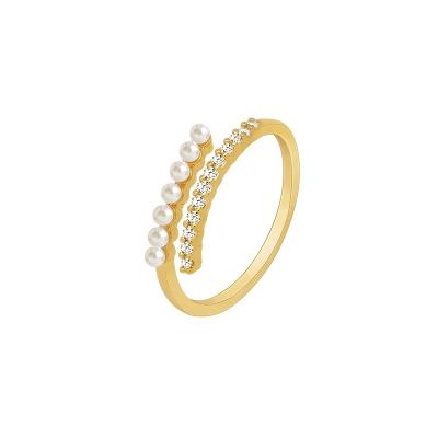 China TRENDY Fashion Trendy Gold Plated Women Jewelry Open Pearl Adjustable Ring for sale