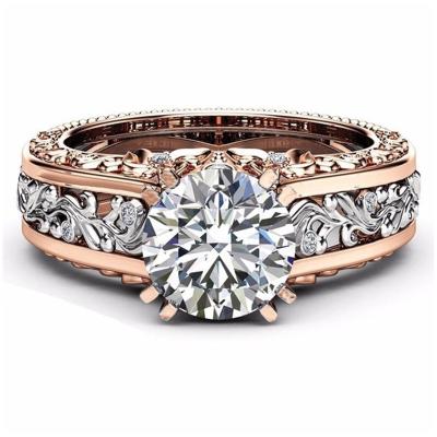 China Luxury TRENDY Ring of Rose Gold Birthstone Color CZ Ring Engagement Ring Diamond Solitaire for sale