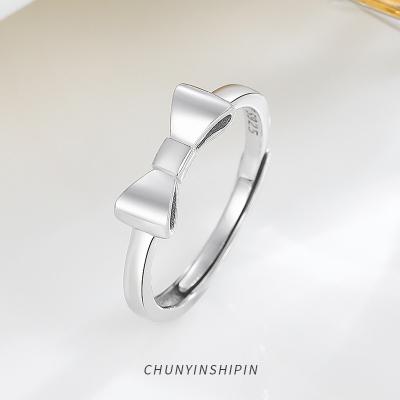 China Light S925 Sterling Silver Jewelry Bow Ring Jewelry Ring Ins Style Girl Design Advance for sale