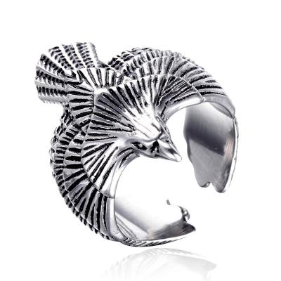 China Personalized Jewelry TRENDY Hiphop Man Wings Rings Vintage Ending Stainless Steel Eagle Rings For Men for sale