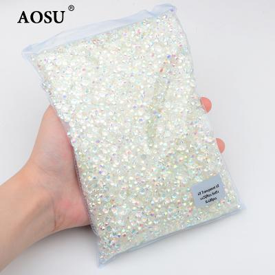 China Bulk Pack SS3 - SS50 ab Clear Glass Flatback AOSU Rhinestone ab Crystal Stone Non Hotfix Flatback For Nail Art Decoration for sale