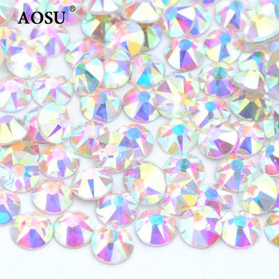 China High Quality Flatback AOSU 120 Color SS6 8 10 16 30 Crystal AB Glass Rhinestones Flatback Rhinestones For Garment Accessories for sale