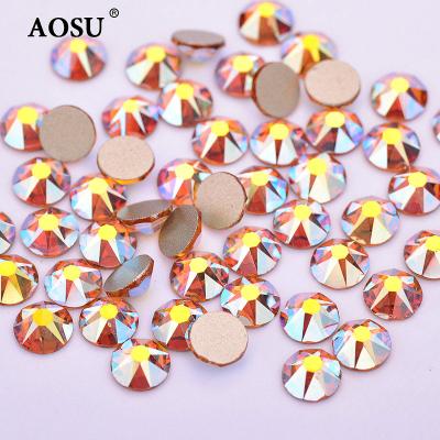 China Wholesale SS6-SS40 Flatback AOSU Topaz ab Diamond Strass 16 Cut Faceted Rhinestones Crystal Stones Glass Non Hotfix For DIY for sale