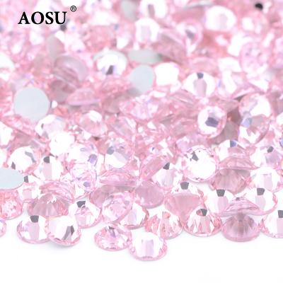 China The Back SS3-SS50 Crystal Stone Light Pink Rhinestones Wholesale Flatback AOSU Appliques Rhinestone Glass For Decoration for sale