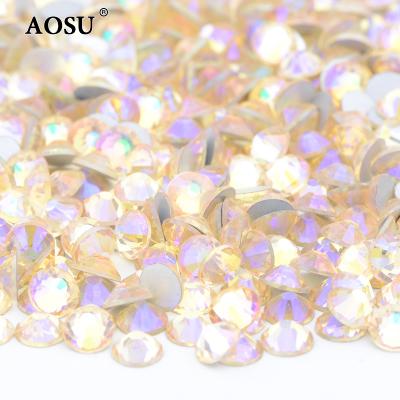 China Wholesale Sky Clear Color Crystal Strass Flatback Glass Rhinestones SS3 SS10 SS12 SS16 SS20 SS30 SS50 Flatback AOSU For Dress for sale