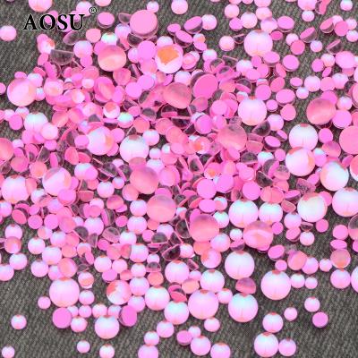 China Wholesale Light Pink Rhinestones SS6 SS8 SS10 SS12 S16 SS20 ab Crystal Stones Flat Back Glass AOSU For Clothing for sale