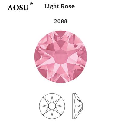 China AOSU Flatback SS6- SS30 Factory Good Quality Brilliant 16 Cut Faceted Rhinestone Glass Diamond Rhinestone Light Rose Flatback For Decoration for sale