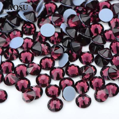 China 8 Small Flatback AOSU Rhinestones ab Glass Amethyst High Quality SS6-SS40 Big Crystals 8 Colors Flatback Hotfix Rhinestones for sale