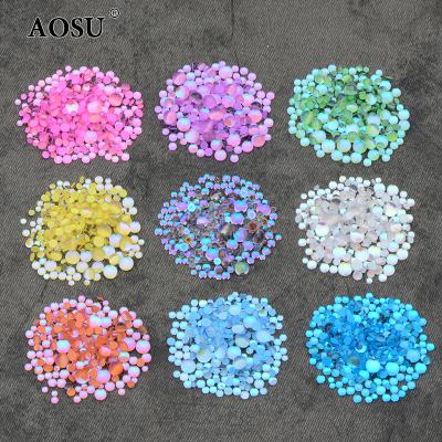 China Rhinestone For Nail Jewelry DIY Opens AOSU SS6 SS8 SS10 SS12 SS16 SS20 Mix Size Round Mermaid Crystals Flatback Rhinestone Nail For DIY Nail Stickers for sale