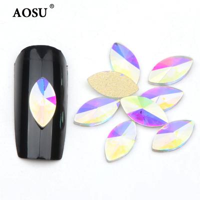 China For Nail Decoration AOSU Fashion 5*10mm Horse Eye Rhinestone Nail Applique Flat Back Nail Stickers Like Nail Glass Rhinestones For Manicure for sale