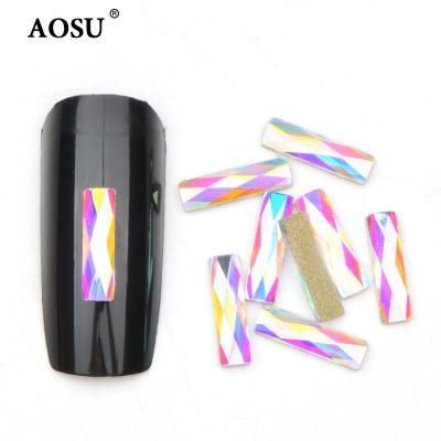 China Multi Shape AB Crystal Stone Flatback Glass Nail Glitter Rhinestones Wholesale DIY Nail Decoration AOSU For Nail Stickers for sale