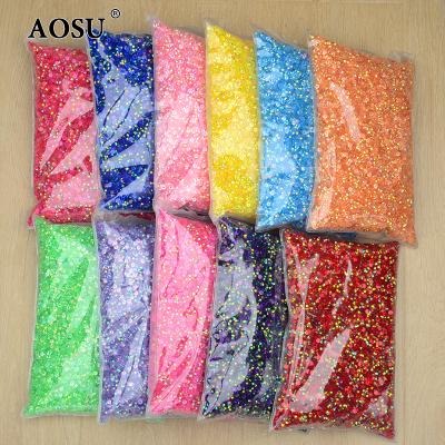 China Wholesale Bulk Pack Flatback AOSU 4mm 5mm 6mm Round Rhinestone Crystal Stones Jelly ab Strass Flatback Resin For Garment for sale