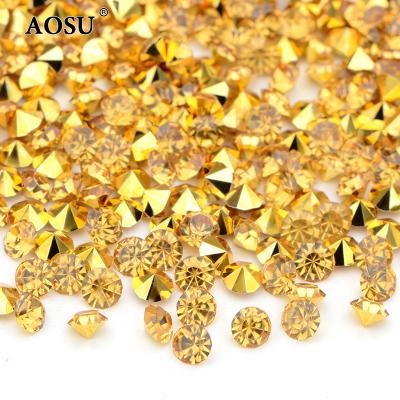 China Wholesale SS8 SS12 SS16 SS20 Topaz Color Rhinestones Round Resin Pointback AOSU Crystals Pointback Rhinestones For DIY Nail Crafts for sale