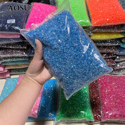 China Bulk Package 2mm 3mm 4mm 5mm 6mm Clear Crystals Flatback Rhinestones AOSU ab Rhinestones Round Resin Rhinestones For DIY for sale