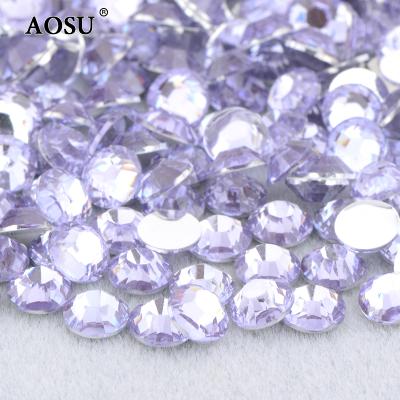 China Factory Hot Sale 2 3 4 5 6mm Flatback AOSU Rhinestone Non Hotfix Flatback Crystal Rhinestone Light Amethyst Resin For Nail Art Decoration for sale