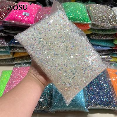 China Bulk Round 6mm Crystals Jelly Resin Rhinestones For Dress Flatback ab Gems Package 2mm 3mm 4mm 5mm Flatback AOSU Rhinestones for sale