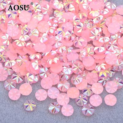 China High Quality Neon Pink 5mm Crystal Strass Flatback Round Resin Flower AOSU ab Rhinestones For Dress Jewelry for sale