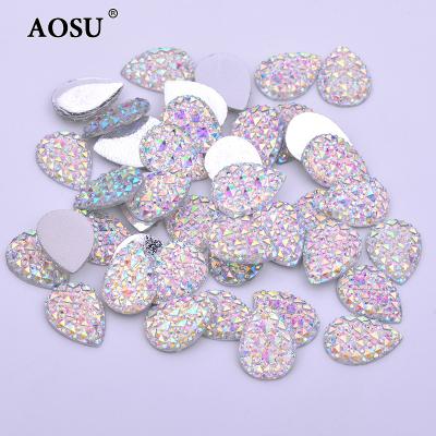 China Flatback AOSU 8*13mm 20*30mm Glitter Resin Crystal Stones Flatback Crystal ab ab drop rhinestones for clothes for sale