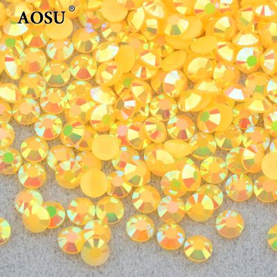 China Wholesale AOSU Flatback 2 3 4 5 6 Millimeter Resin Fake Stones Non Hotfix Strass Flatback Crystal Stone Jelly ab For Garment for sale