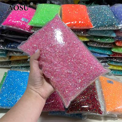 China Flatback AOSU Jelly Resin Rhinestones Flatback Round Rhinestones Bulk Clear 6mm Pack 2mm 3mm 4mm 5mm ab Crystals for DIY for sale