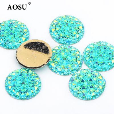 China Wholesale AOSU flatback 8 10 12 14 16 18 20 30mm big round ab blue green Crystal Strass Flatback Resin Rhinestones for sale