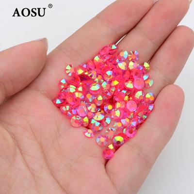 China Flatback AOSU 2 Dark Faux Stone 3 4 5 6mm Transparent Rose Resin ab Diamond Strass Non Hotfix Crystals Flatback For DIY Crafts for sale