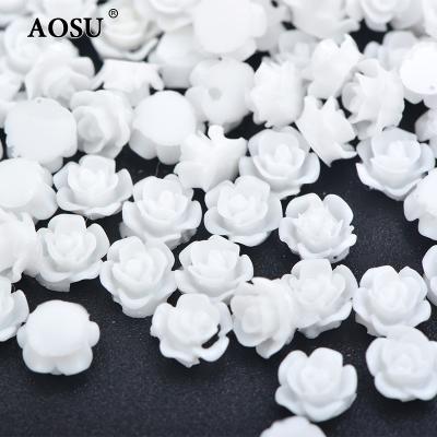 China Flatback AOSU Wholesale 5mm White Crystals Applique Decorative Rhinestone Flower Resin Flatback Rhinestones For DIY Crafts for sale