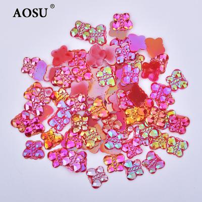 China Wholesale 8*10mm Flatback Crystal Stones Red ab Diamond Strass Resin Butterfly Rhinestone from Flatback AOSU for DIY Crafts for sale