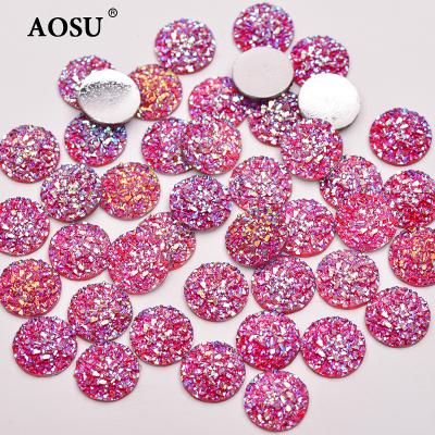 China Wholesale 12mm Round Non Hotfix AOSU Crystal Strass Red Color Flatback Resin Rhinestone Rhinestones For DIY Dress for sale