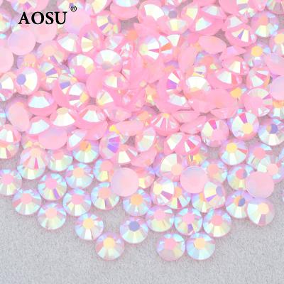 China Hot Sale Resin Crystal Rhinestones For Clothes 2mm 3mm 4mm 5mm 6mm Jelly Pink ab Strass Flatback from Flatback AOSU for sale