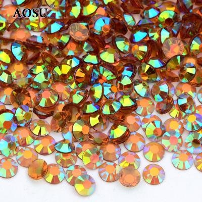 China Wholesale AOSU Flatback Transparent 6mm ab Coffee 2mm 3mm 4mm 5mm Color Crystal Stones Flatback Resin Rhinestones For Dress for sale