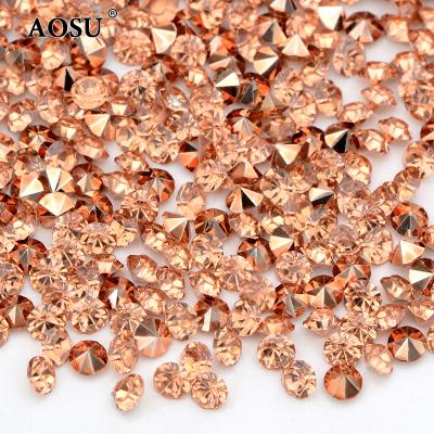 China Hot Sale SS7 SS12 SS20 Rose Gold Loose Diamond Rhinestone Pointback AOSU Resin Rhinestone For Nail Art Decoration for sale