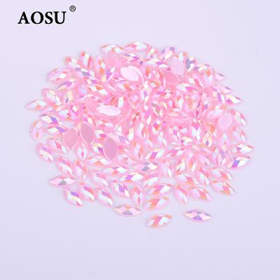 China Light Pink Acrylic Strass Jelly Rhinestones For Nail Art Flatback Crystals 3*6mm 4*8mm Wholesale Flatback AOSU Horse Eye ab for sale