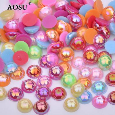 China Wholesale 10mm Jelly Mix Color Crystal Rhinestone Flatback AOSU Gems Round Acrylic Rhinestones For DIY Crafts for sale