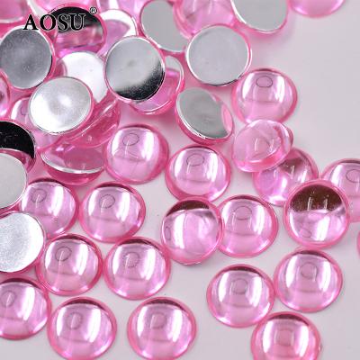 China Wholesale 15mm Light Pink Acrylic Rhinestones Crystal Rhinestone Applique Flatback Round AOSU For Dress Jewelry for sale