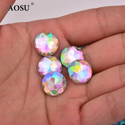 China High Quality Flatback AOSU Crystal 6mm 8mm 10mm 20mm 25mm 52mm ab Rhinestones Round Acrylic Rhinestones For DIY Clothes for sale