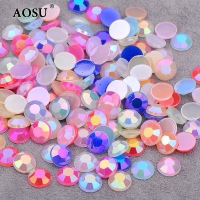 China Wholesale Flatback AOSU Jelly Strass Round Mix Color Crystal Stones Flatback Acrylic Rhinestones for DIY Clothing Crafts for sale